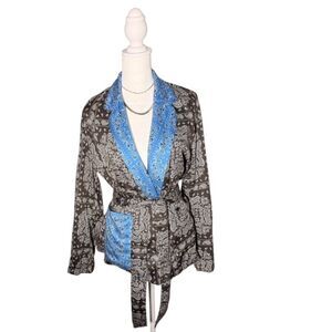 Zara Paisley Women Mini Dress Wrap Blouse Belt XS Retro Artsy Unique Artistic